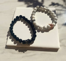 Load image into Gallery viewer, Black Marble Long Distance Bracelet Set