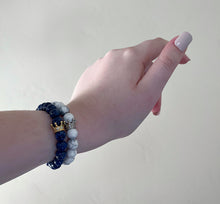 Load image into Gallery viewer, Lapis Marble Long Distance Bracelet Set