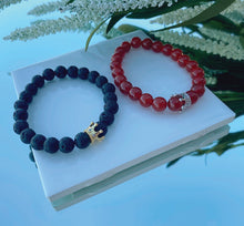 Load image into Gallery viewer, Red Lava Long Distance Bracelet Set