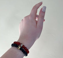 Load image into Gallery viewer, Red Lava Long Distance Bracelet Set