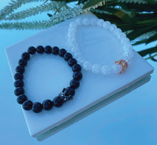 Load image into Gallery viewer, Black Crystal Long Distance Bracelet Set
