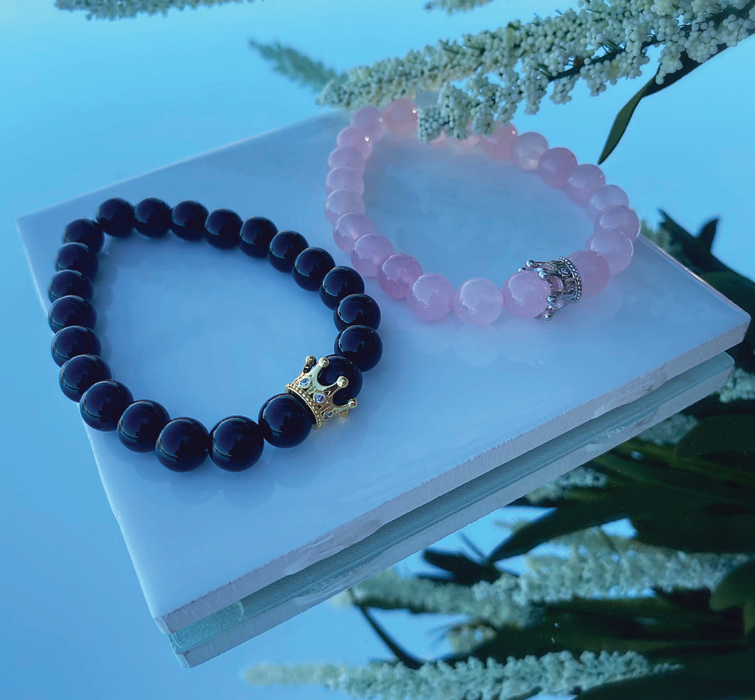 Black Rose Long Distance Bracelet Set