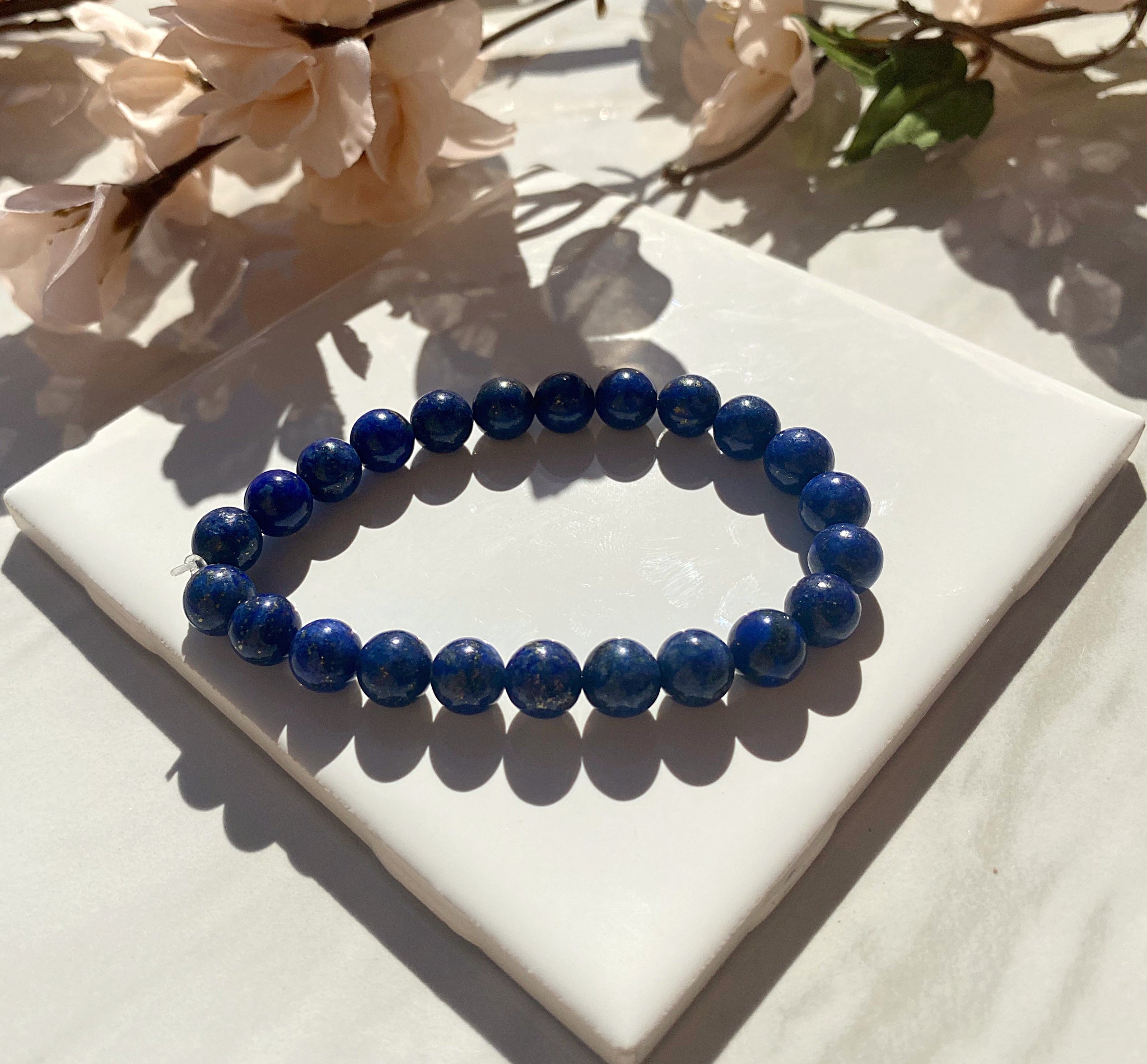 Chengmu 8 mm Naturel Lapis Lazuli Bracelet Extensible pour Femme Homme  Perles Rondes Fait Main Pierre Précieuse Semi Précieuse pour Bracelet Perlé  Élastique Cristal 7.5 Unisexe - - 