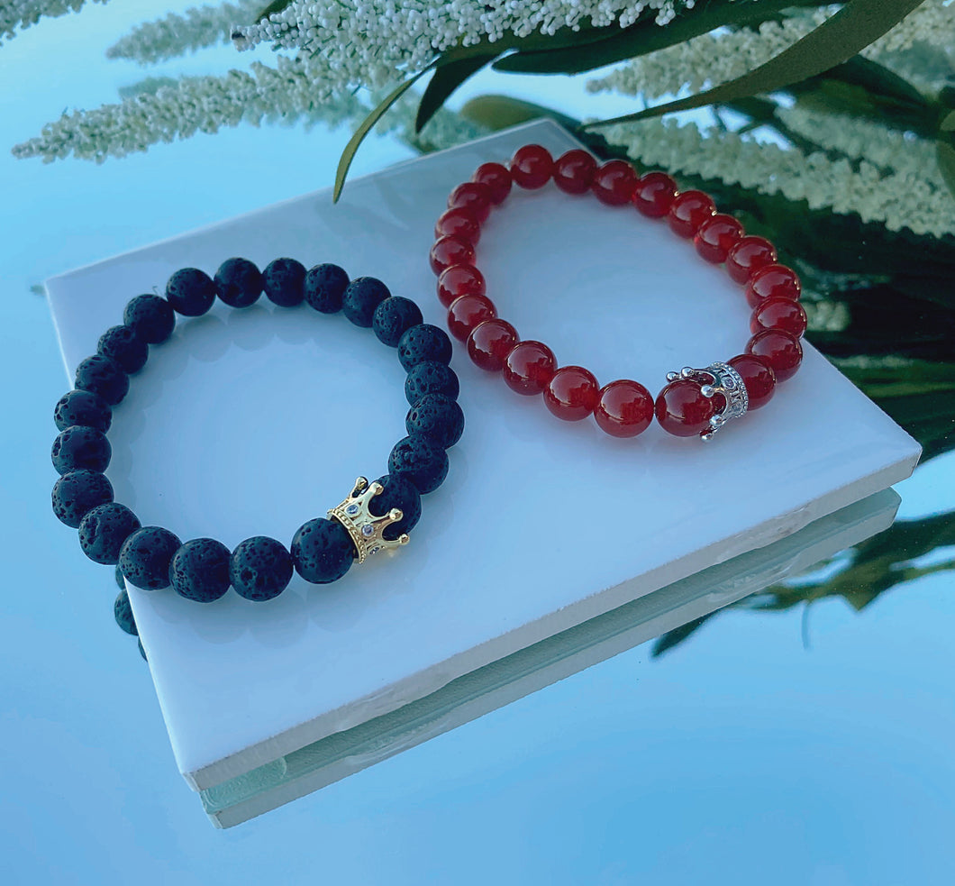 Red Lava Long Distance Bracelet Set